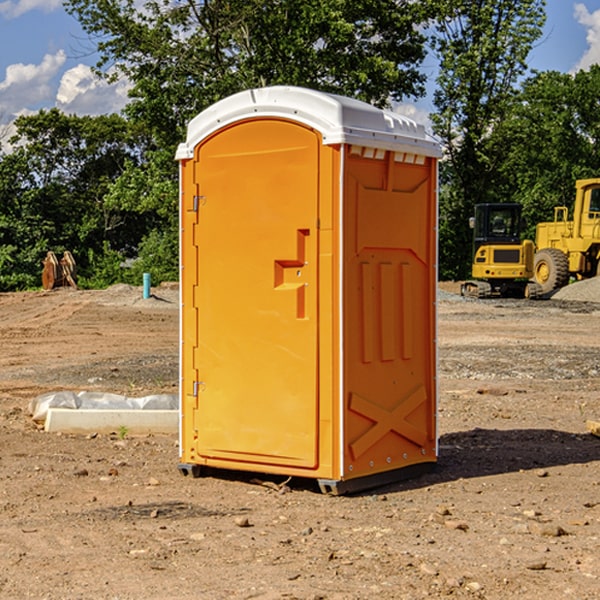 how often are the porta potties cleaned and serviced during a rental period in Barada